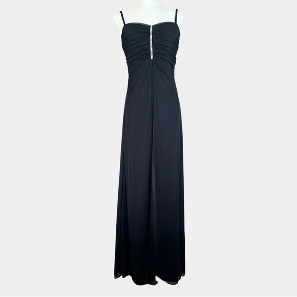 Classic Black Wide Leg Jumpsuit Women 6 Sheer Overlay Semi Formal Vintage Cockta - Picture 1 of 9